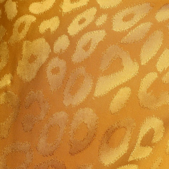 Yellow Satin Jacquard Leopard Print Wrap Dress - Picture 6 of 6
